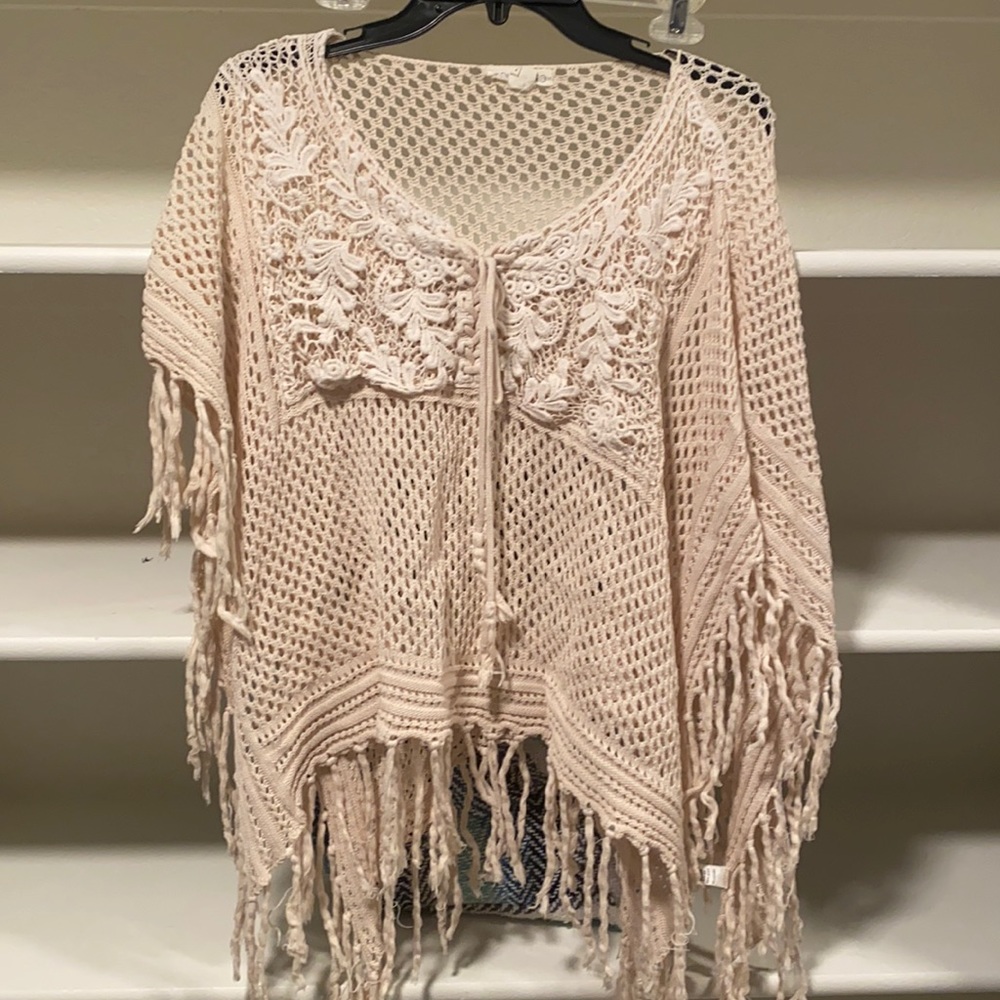 Hand knitted bohemian poncho